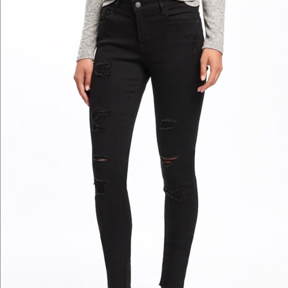 Old Navy Rockstar Mid-rise slit skinny jeans